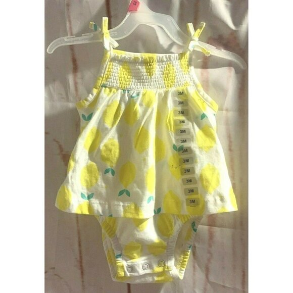 Carters Baby Girls Romper Size 3M Yellow White - Picture 2 of 12